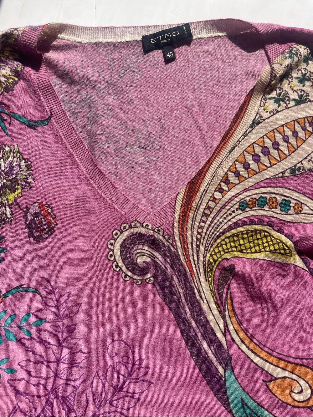 ETRO Silk & Cashmere Paisley Sweater | Made in Italy | Size 48 - Picture 6 of 8